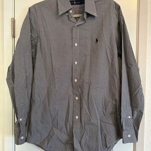 Ralph Lauren Men's Navy Checkered Button Down Shirt